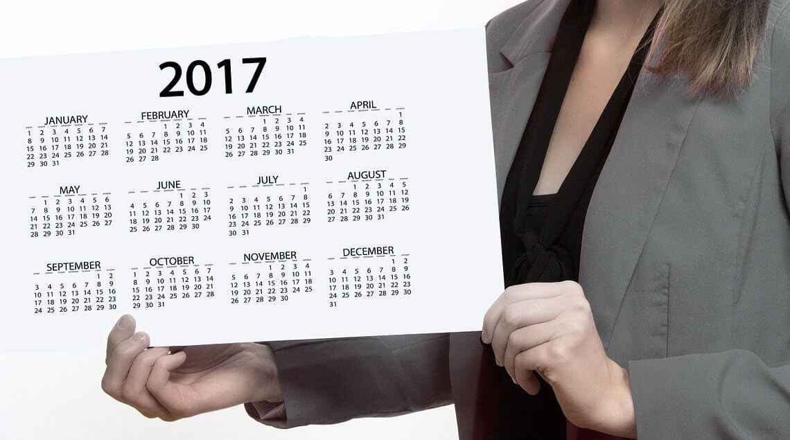 Calendário do ano de 2017